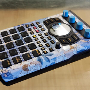 BLUE FLOWERZ Roland SP-404MK2 vinyl skin decal with custom startup logo.